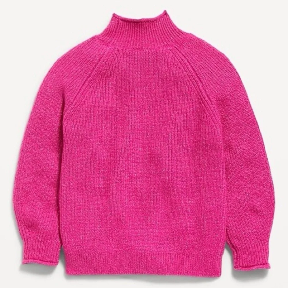 Old Navy Mock-Neck Cocoon Tunic Sweater Pink Silver Size 3T